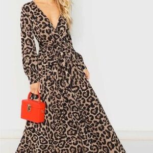 SHEIN Animal Print Long Sleeve Dress
